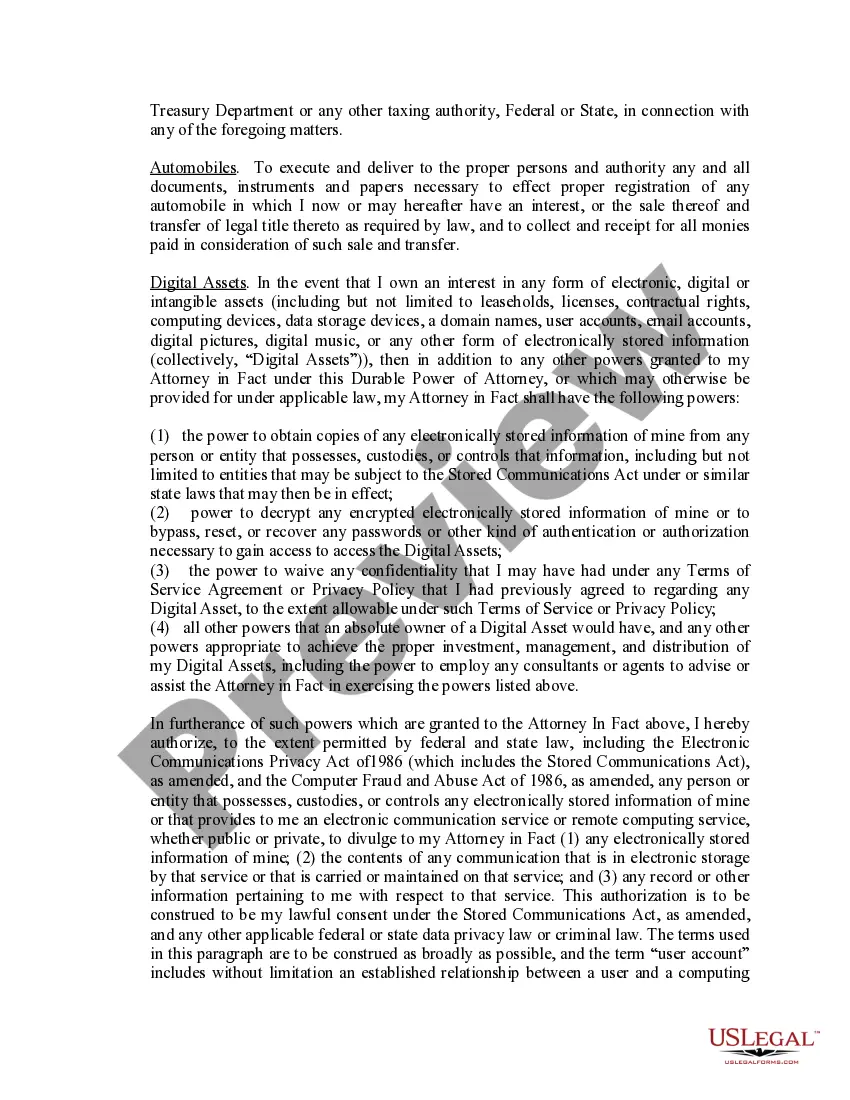 Preview Limited Power of Attorney where you Specify Powers with Sample Powers Included