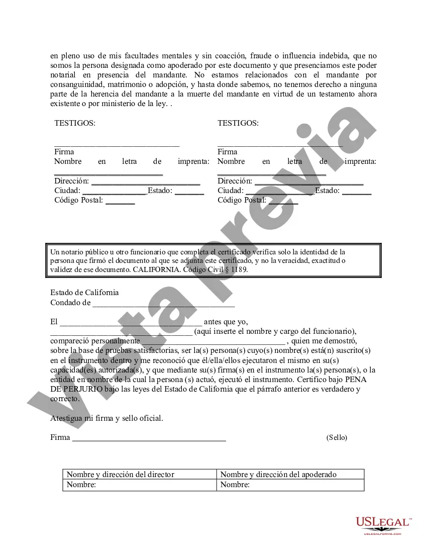 Preview Poder especial duradero para asuntos de cuentas bancarias