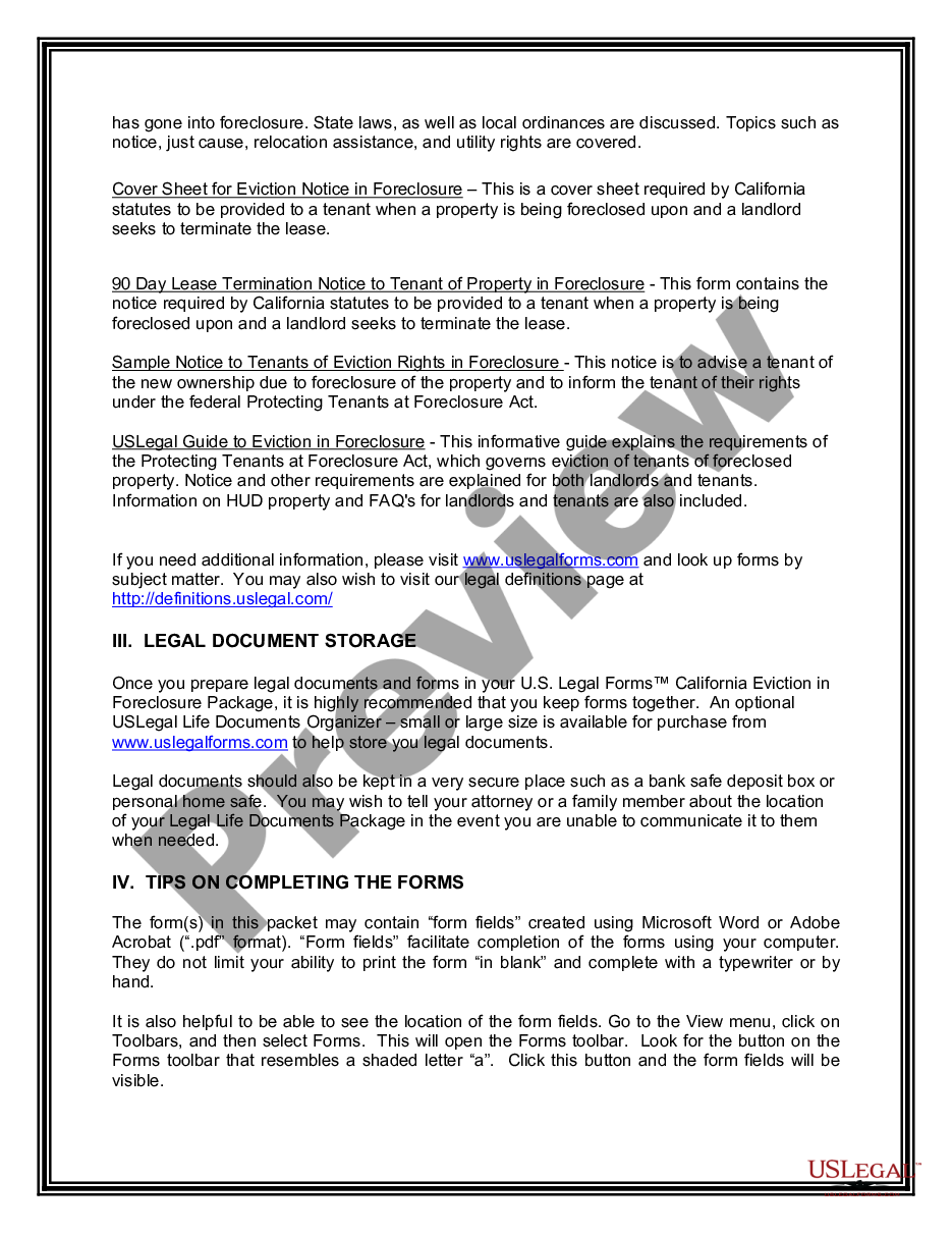 page 2 California Eviction in Foreclosure Package preview