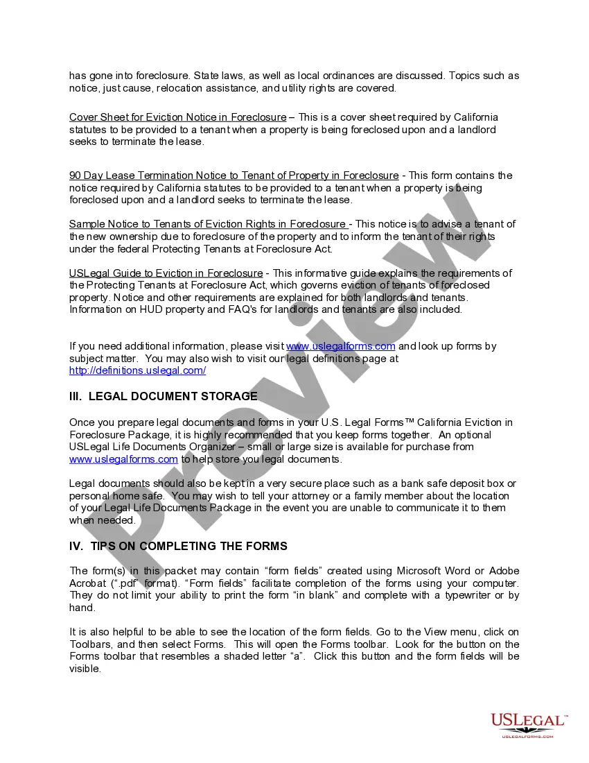 Get California Eviction in Foreclosure Package Preview California Eviction in Foreclosure Package