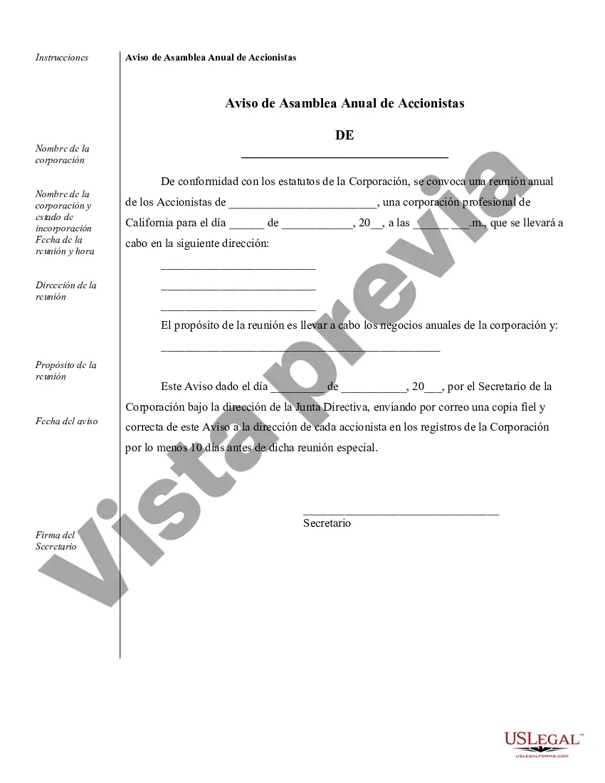 Preview Ejemplos de registros corporativos para una corporación profesional de California