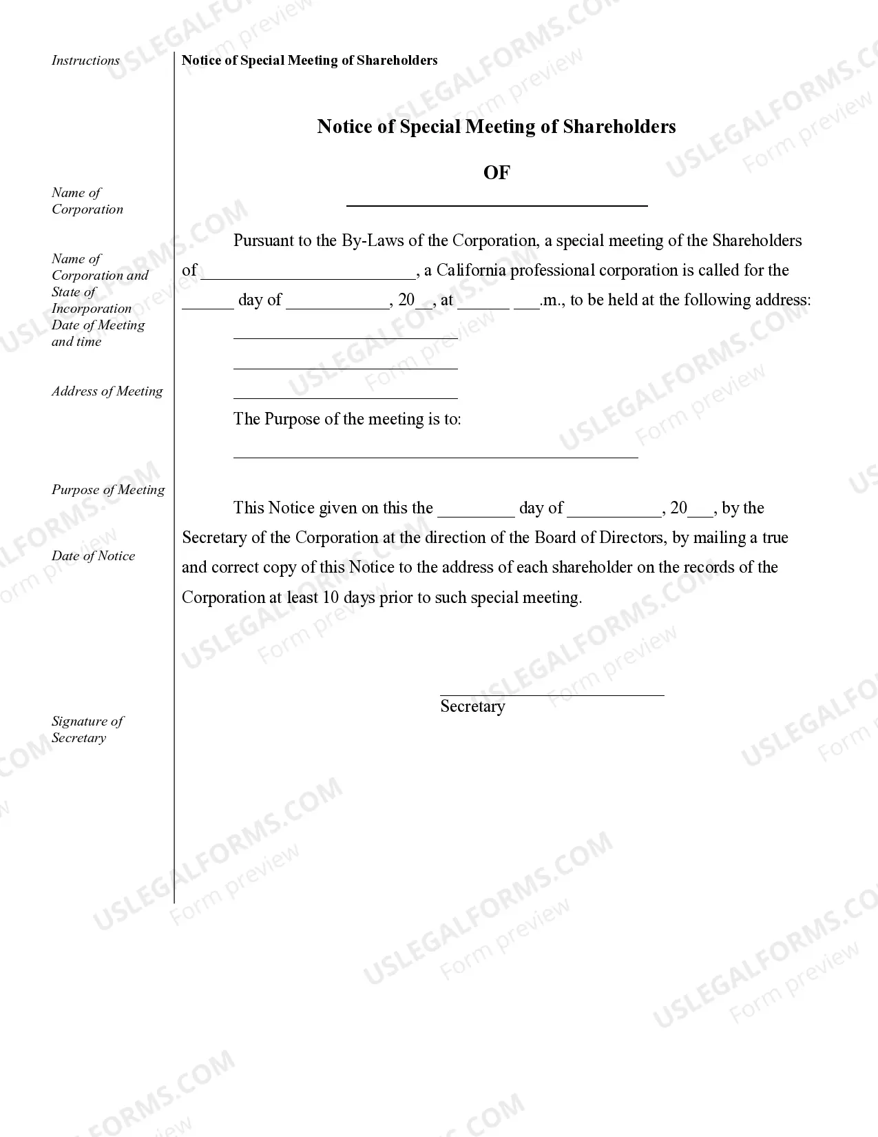 Preview Sample Corporate Records for a California Professional Corporation