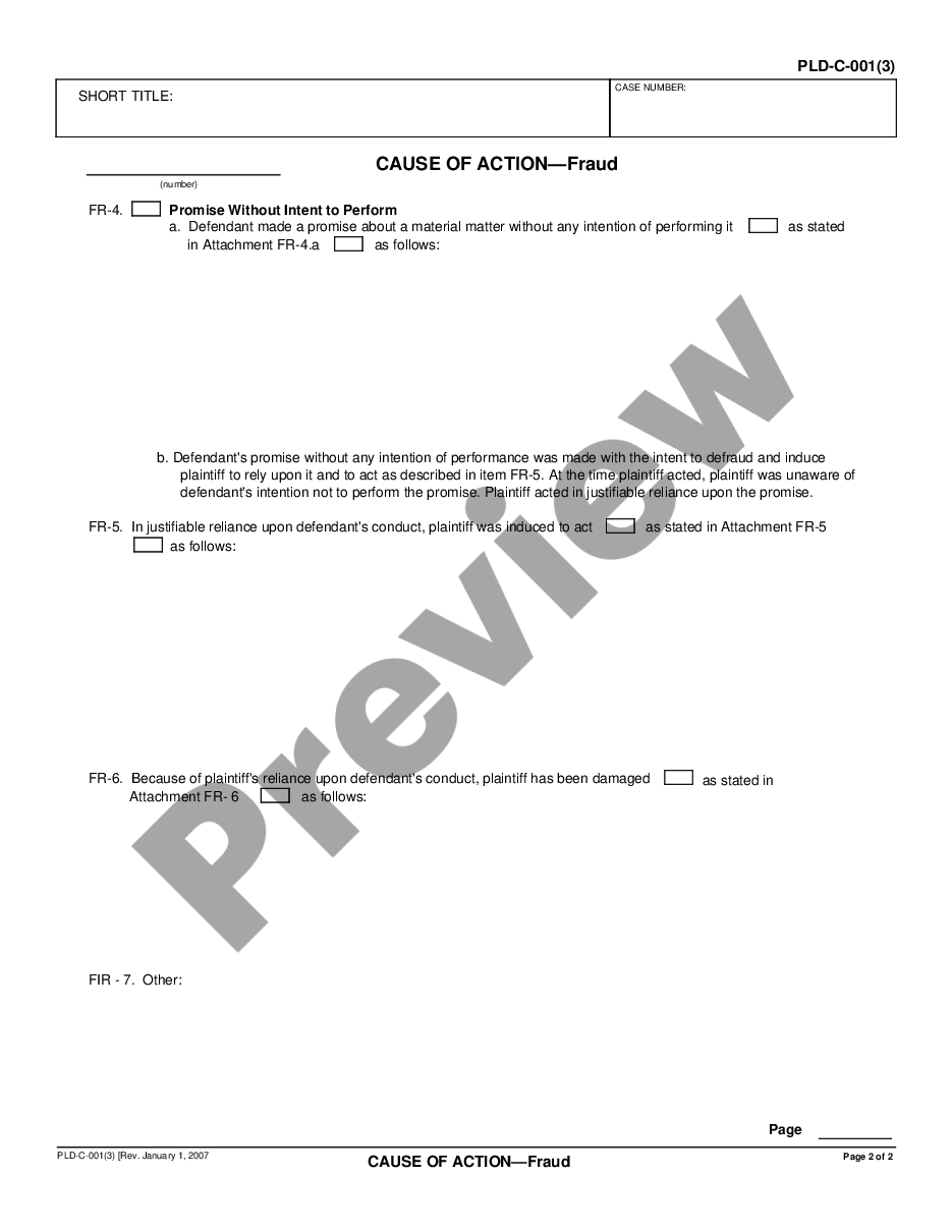 page 1 Cause of Action regarding Fraud preview