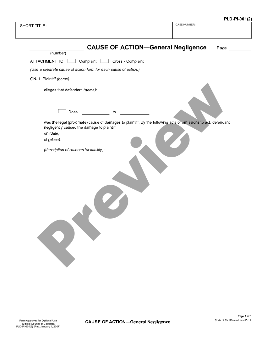 california-cause-of-action-regarding-general-negligence-general