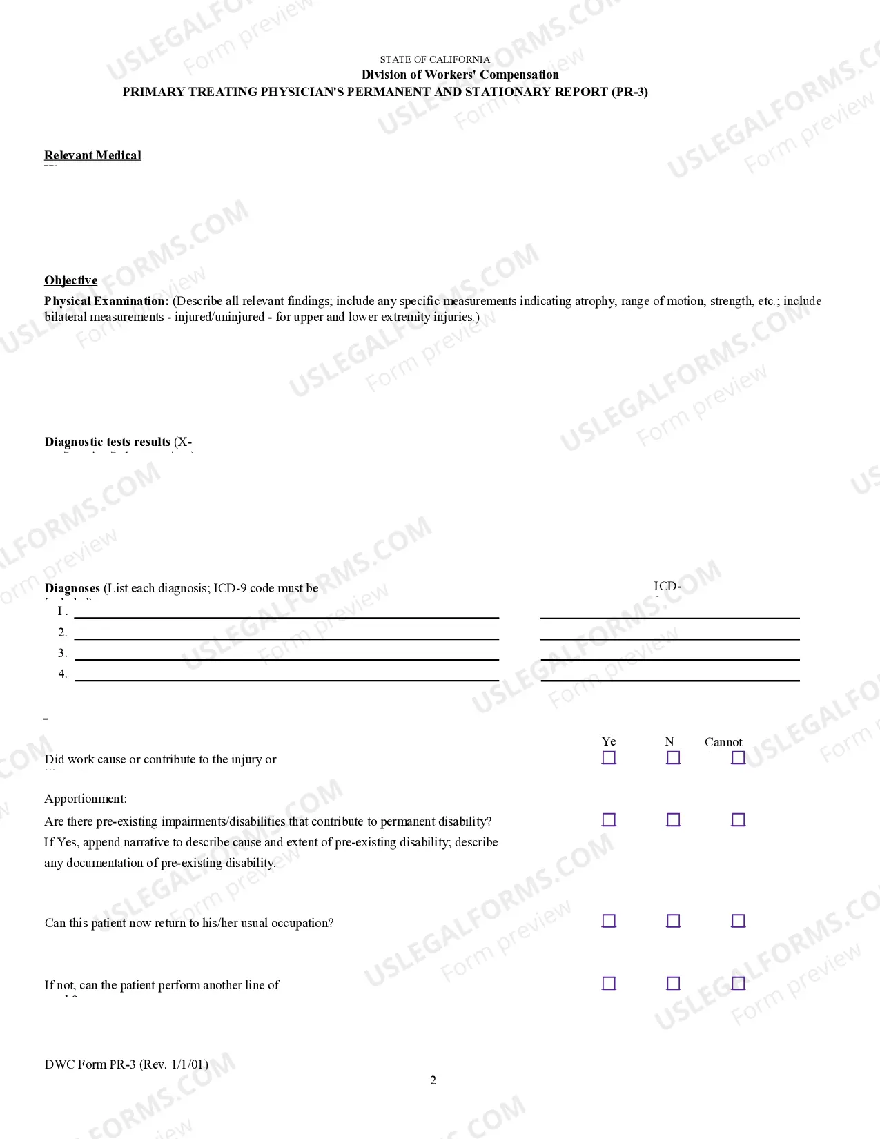Preview Primary Physician's Permanent Report for Workers' Compensation