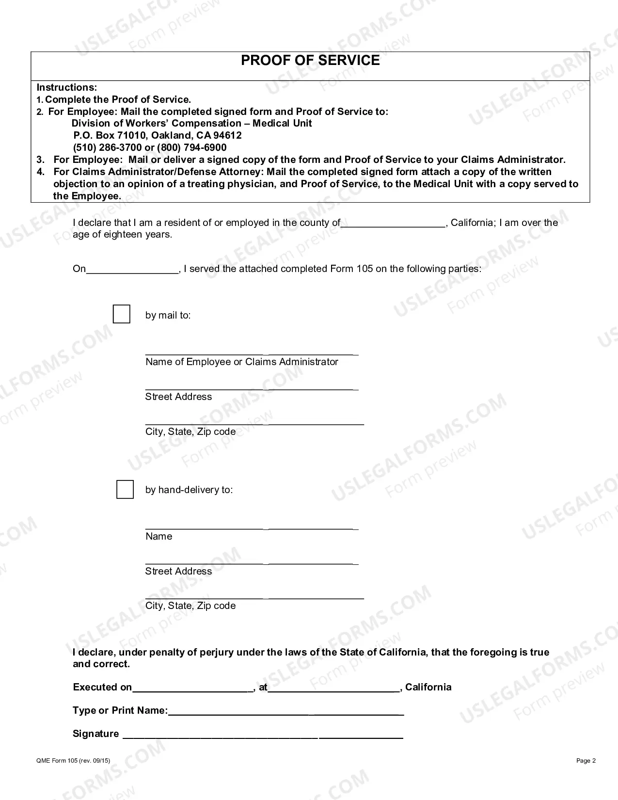 Preview Request For QME Panel Under Labor Code 4062.1 Unrepresented