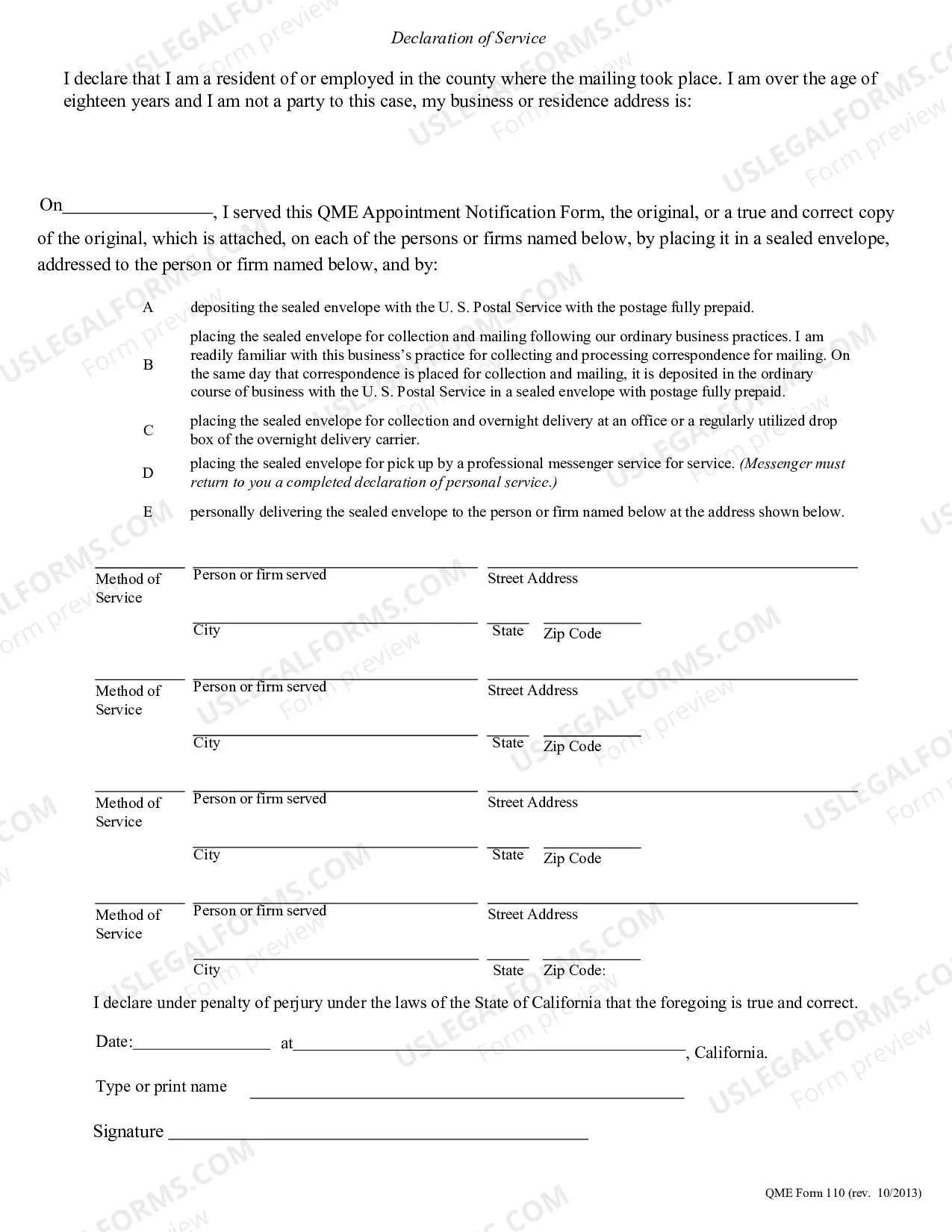 Preview QME Appointment Notification Form