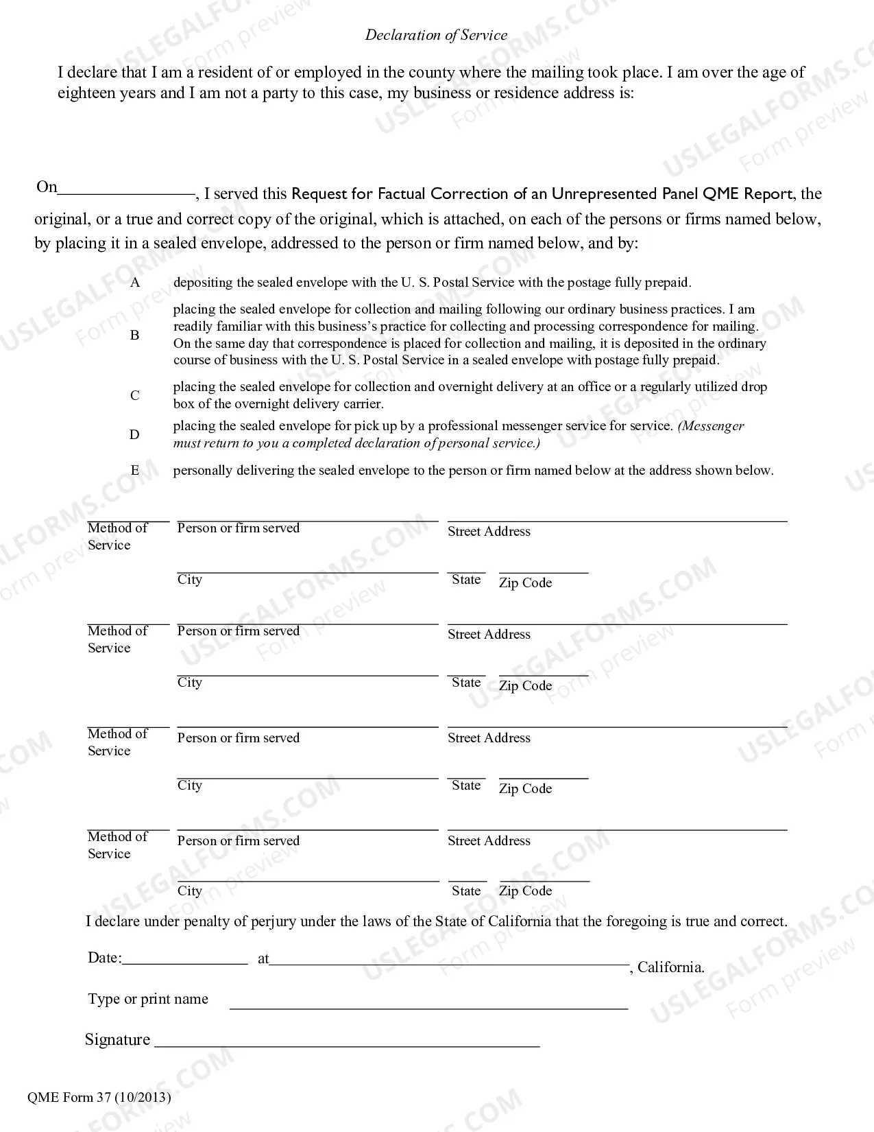 Preview Request For Factual Correction Of An Unrepresented Panel QME