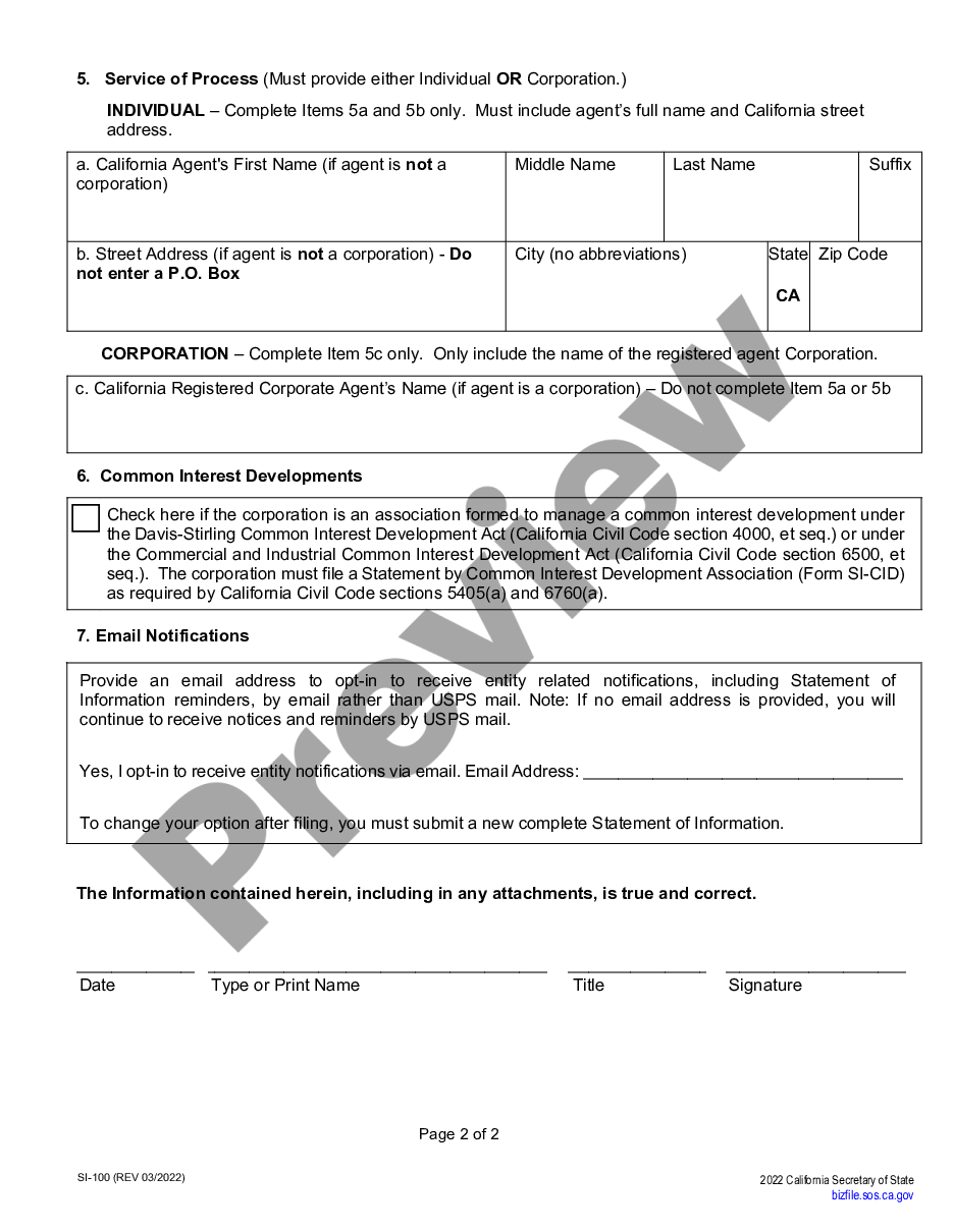 page 2 California Change of Registered Agent preview