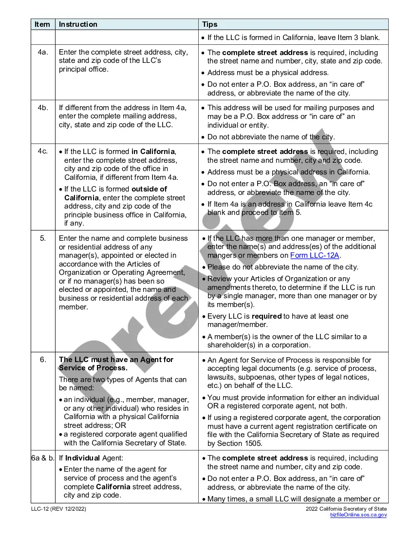 Preview California Change of Registered Agent