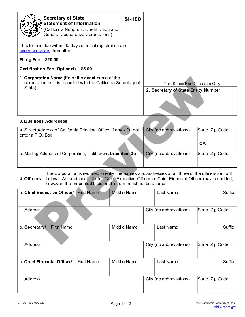 Preview California Change of Registered Agent