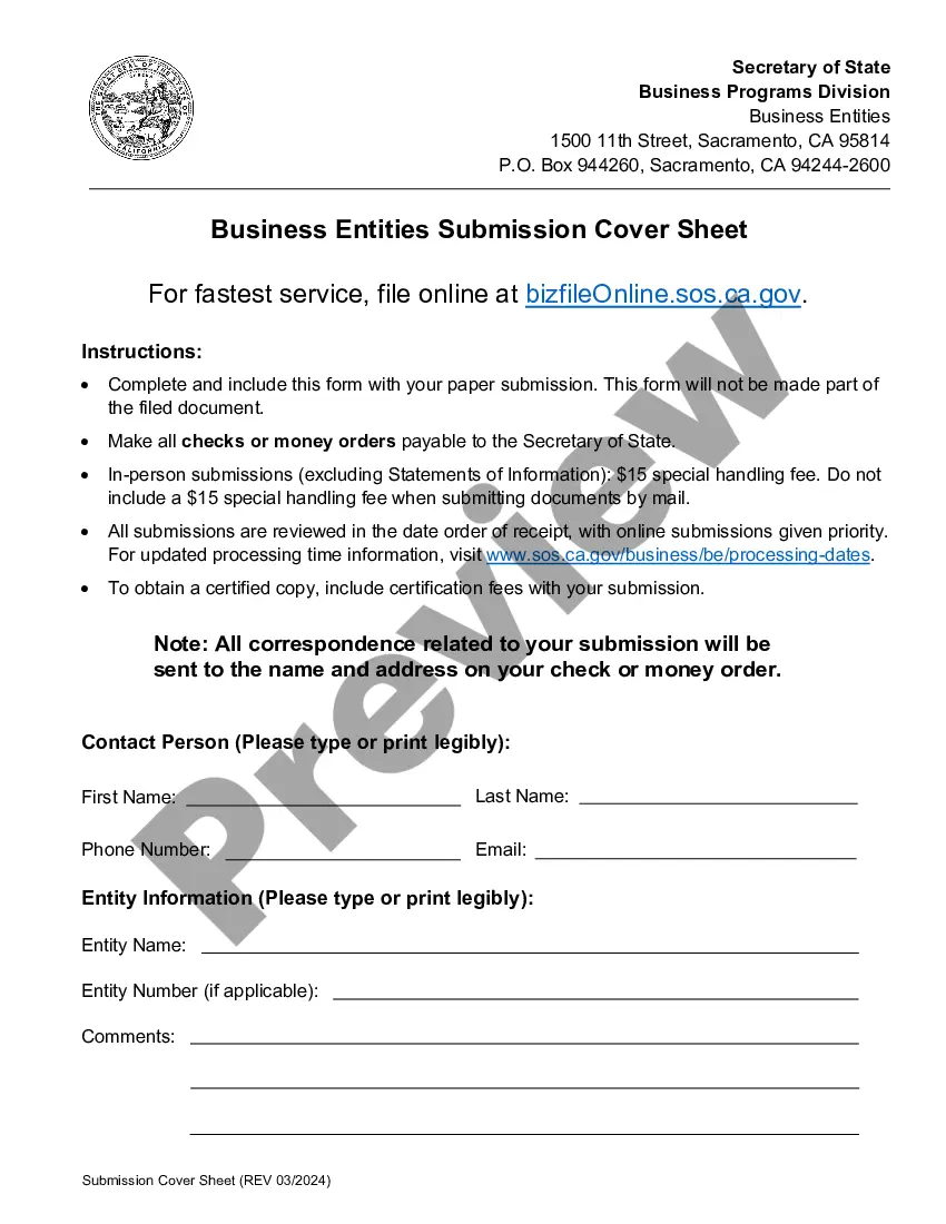 Preview California Change of Registered Agent