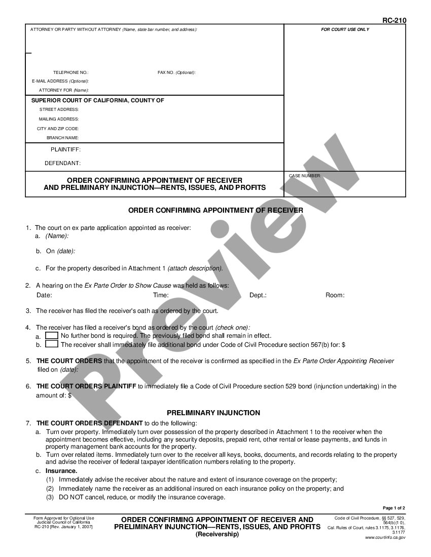 california-order-confirming-appointment-of-receiver-and-preliminary