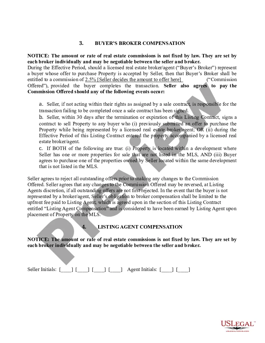 Preview Listing Contract between Sellers and Listing Agent