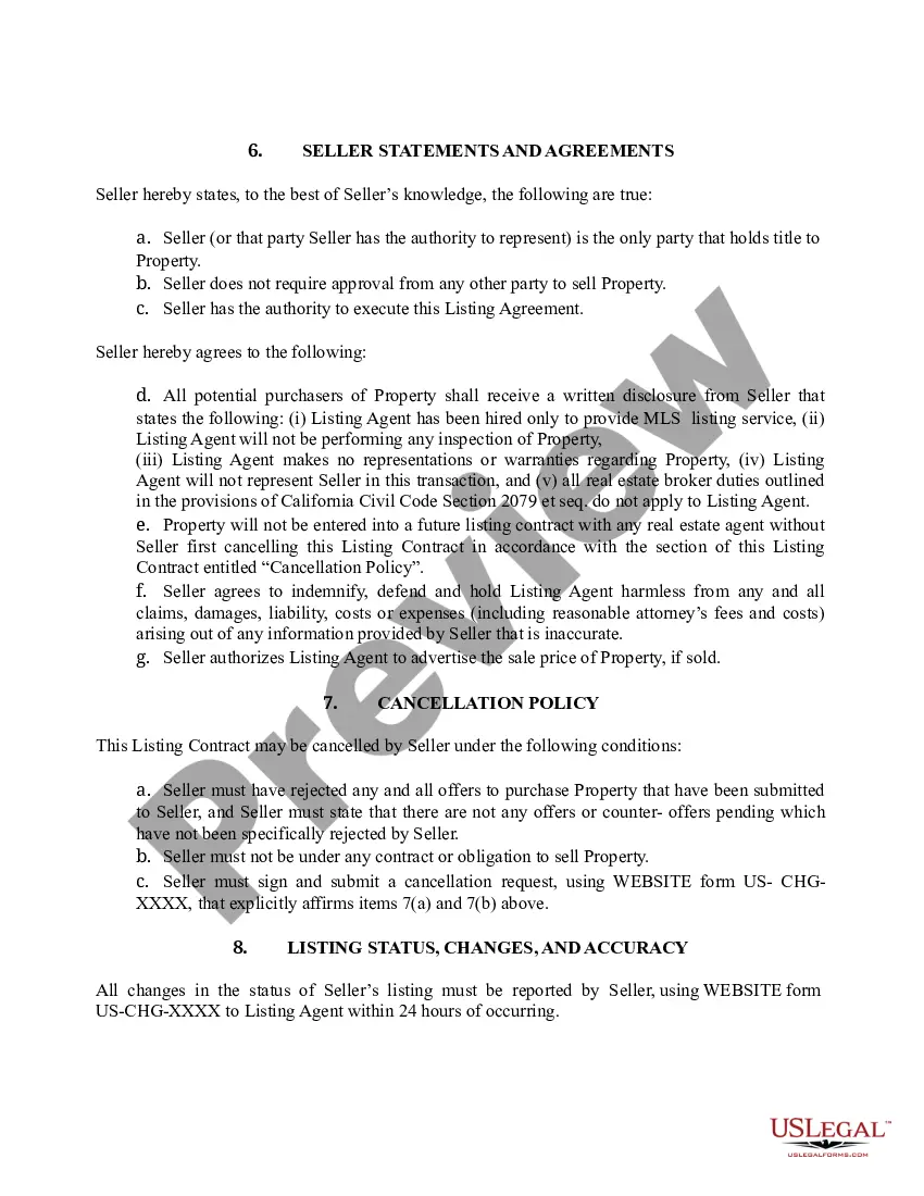 Preview Listing Contract between Sellers and Listing Agent