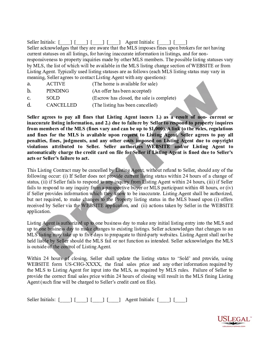 Preview Listing Contract between Sellers and Listing Agent