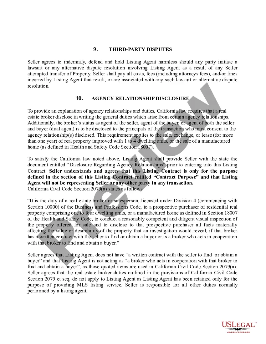 Preview Listing Contract between Sellers and Listing Agent