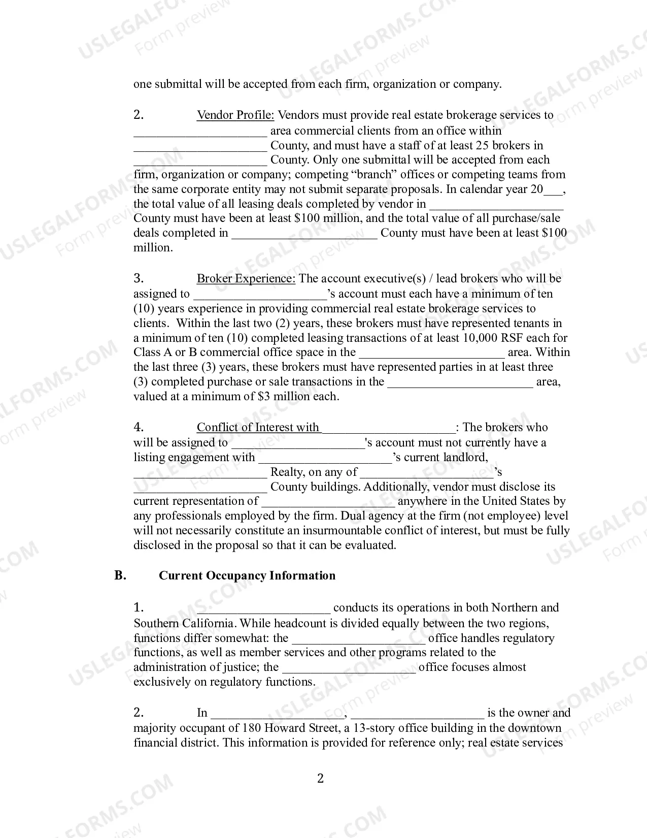 Preview Request for Proposal for Commercial Real Estate Brokerage Services