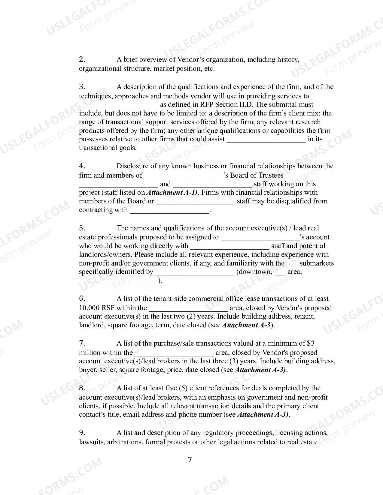 Preview Request for Proposal for Commercial Real Estate Brokerage Services