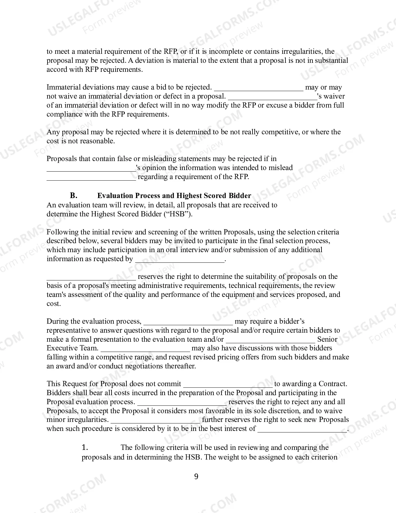 Preview Request for Proposal for Commercial Real Estate Brokerage Services