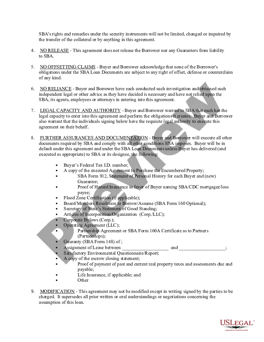 Preview Real Estate Assumption Agreement with Instruction Sheet