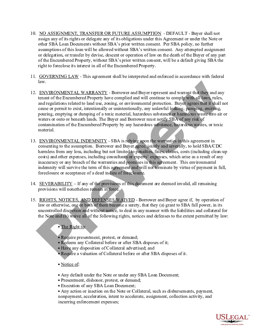 Preview Real Estate Assumption Agreement with Instruction Sheet