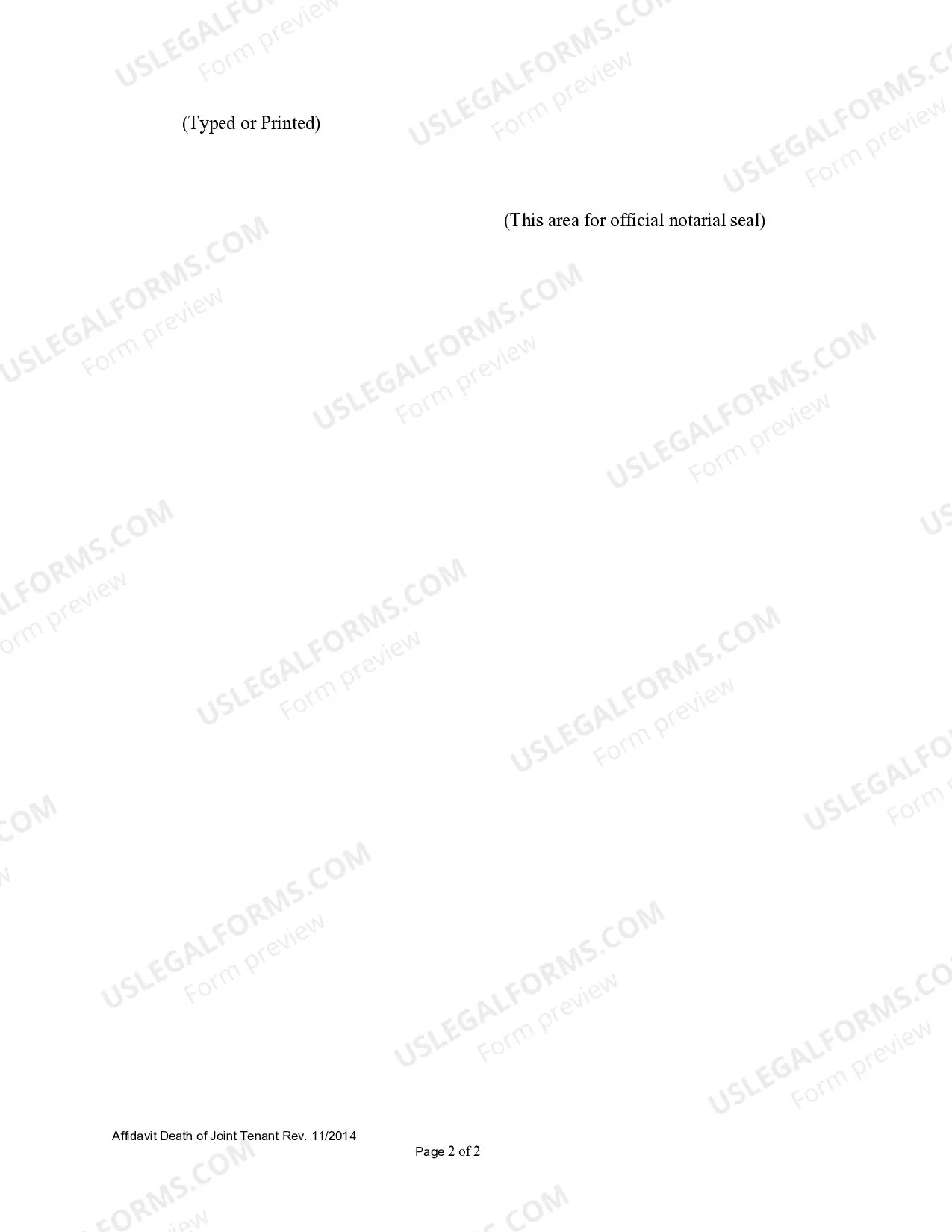 Preview Affidavit - Death of Joint Tenant