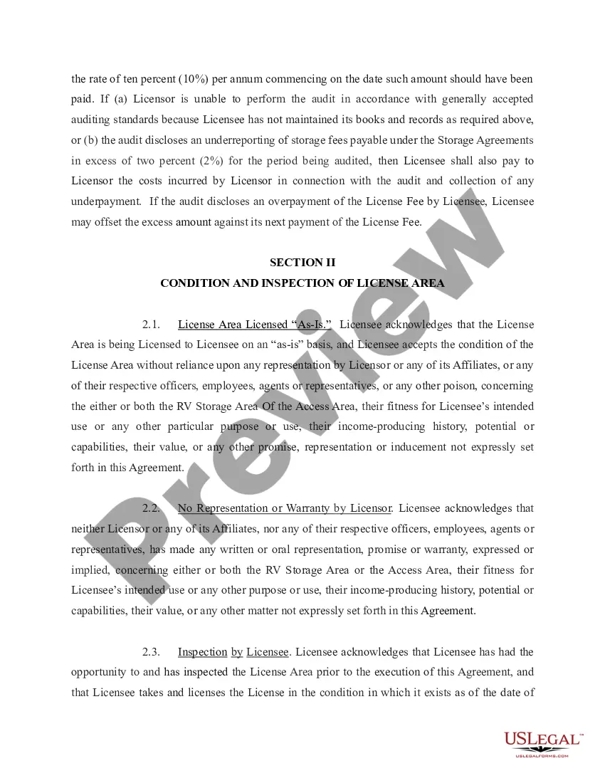 Preview Assignment and Assumption Agreement - dealing with a Recreation Vehicle Storage Area