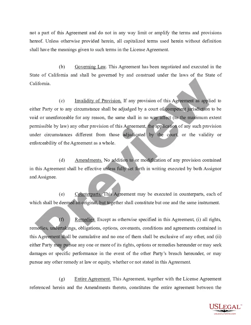 Preview Assignment and Assumption Agreement - dealing with a Recreation Vehicle Storage Area