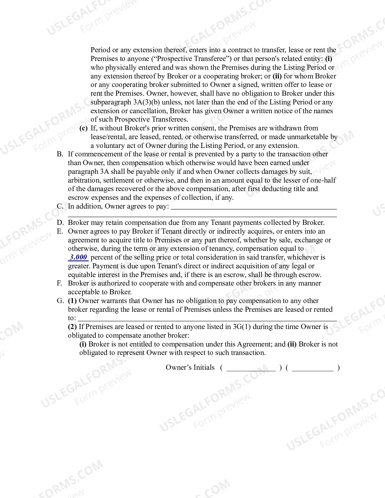 Preview Lease Listing Agreement - Exclusive Authorization to Lease or Rent