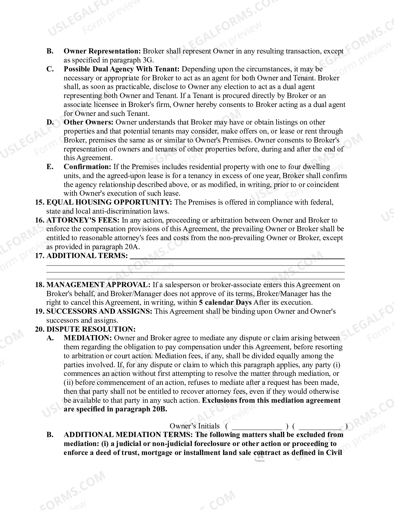 Preview Lease Listing Agreement - Exclusive Authorization to Lease or Rent
