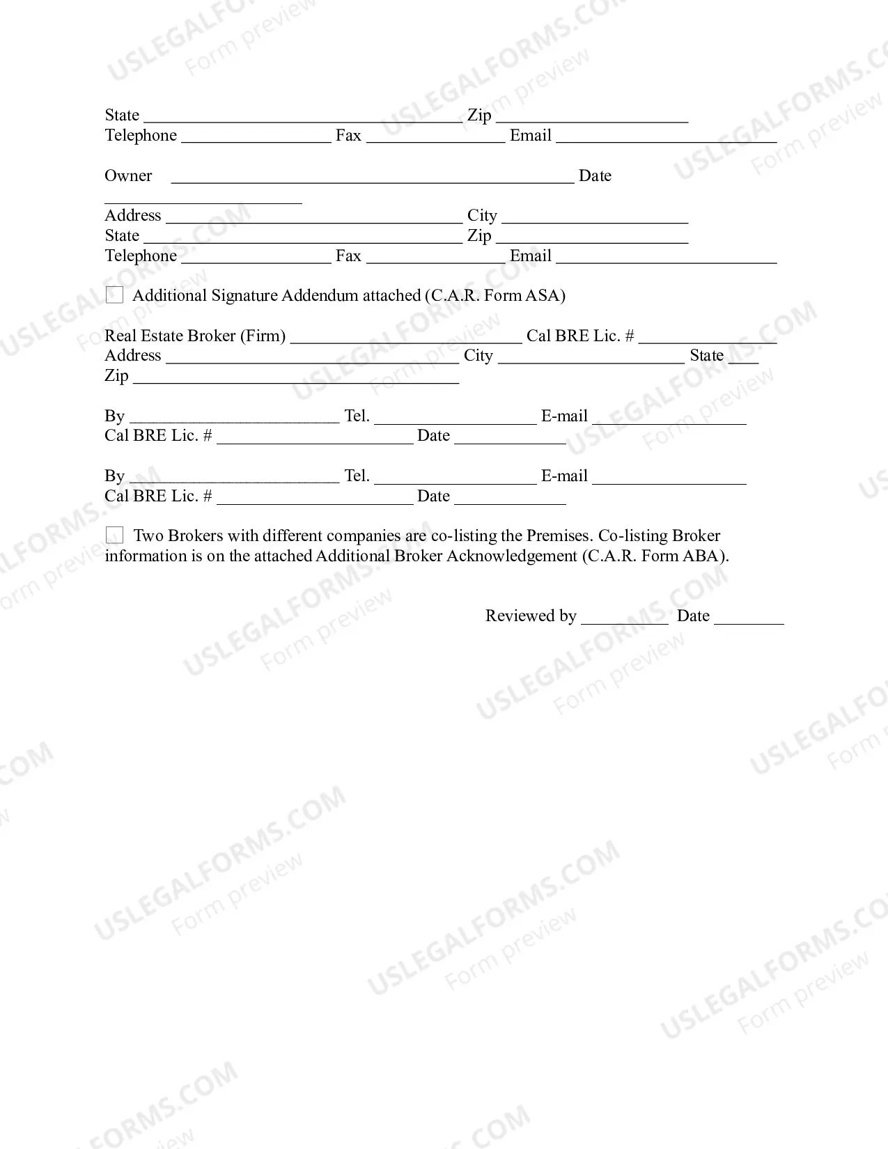 Preview Lease Listing Agreement - Exclusive Authorization to Lease or Rent