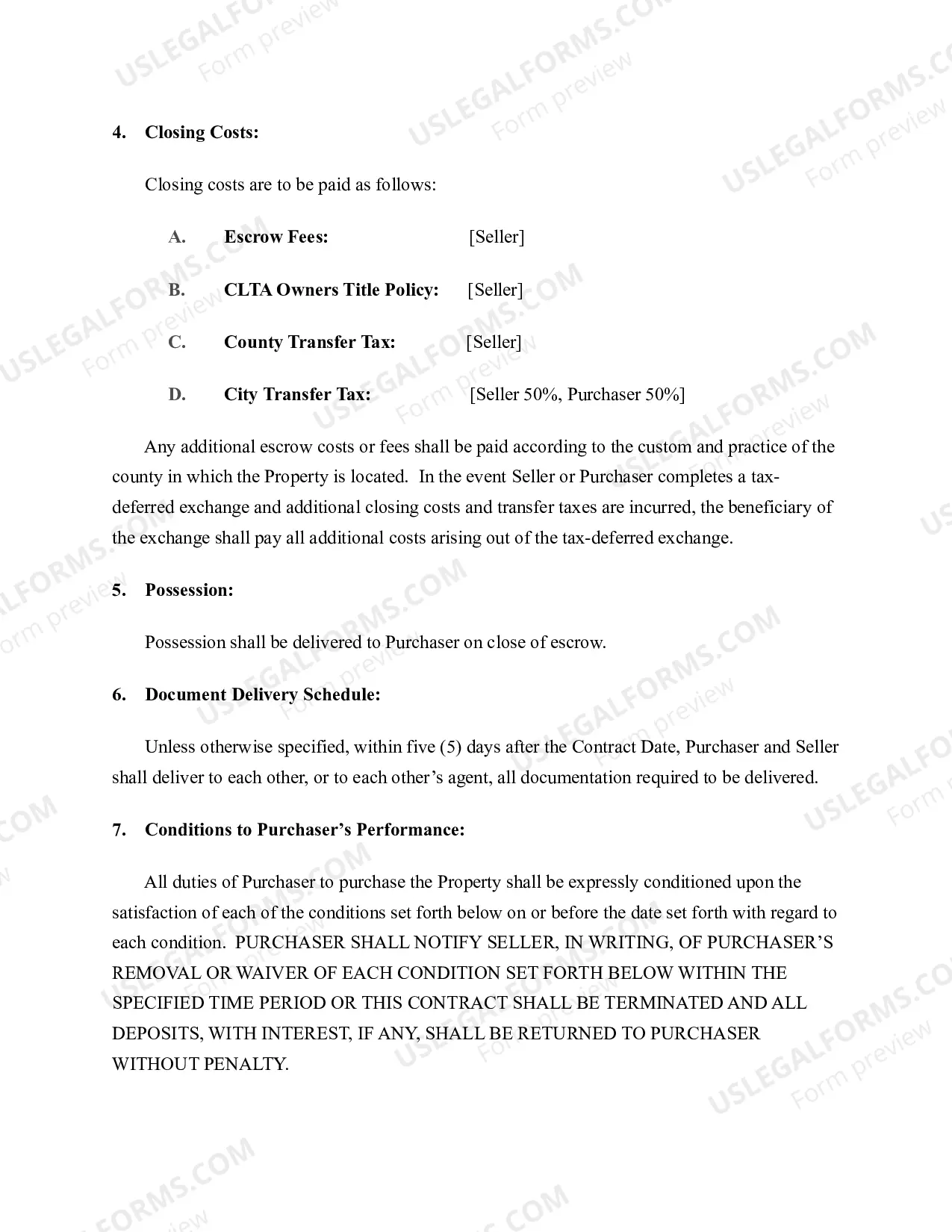 Preview Real Estate Purchase Agreement and Deposit Receipt