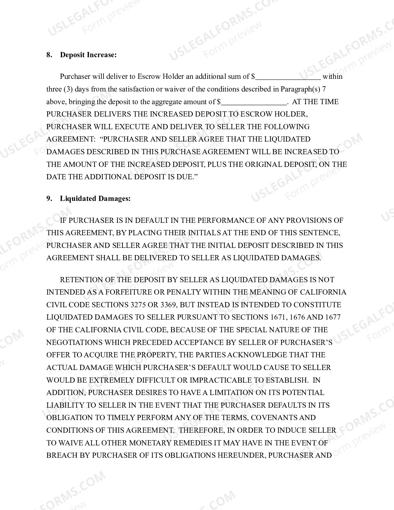 Preview Real Estate Purchase Agreement and Deposit Receipt