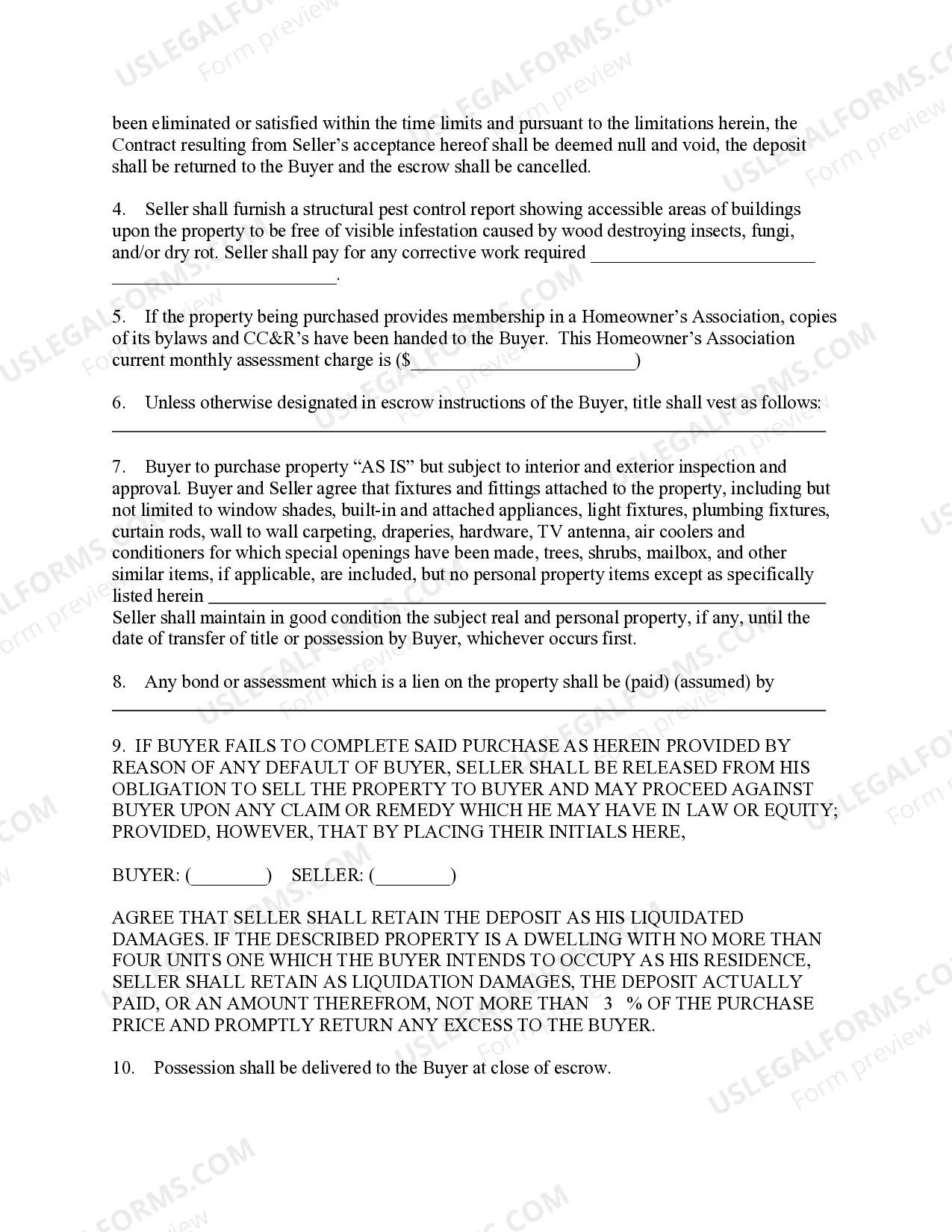 Preview Real Estate Purchase Contract and Receipt for Deposit