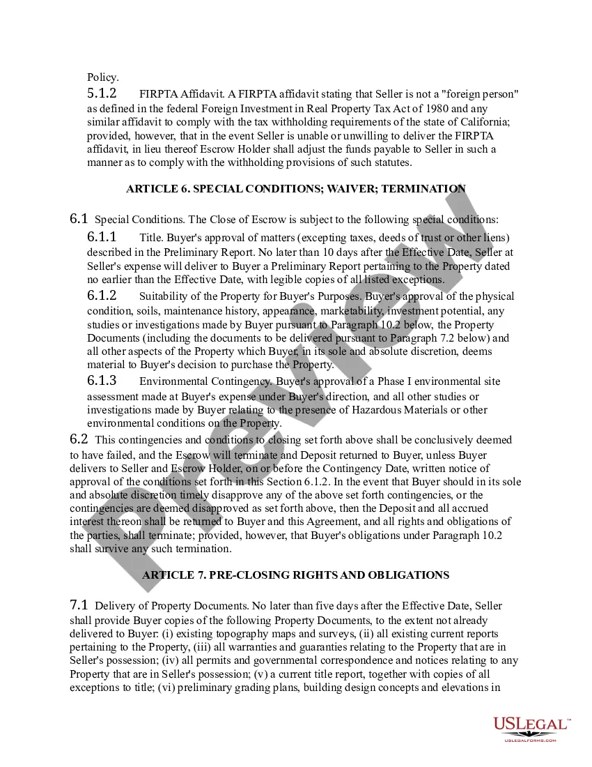 Preview Raw Land Purchase Agreement - Short Form