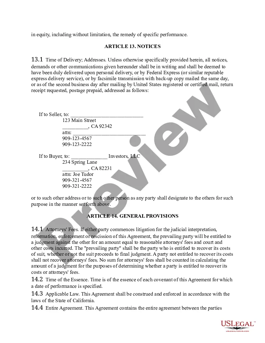 Preview Raw Land Purchase Agreement - Short Form