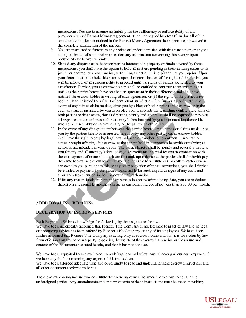 Get Escrow Closing Instructions Preview Escrow Closing Instructions