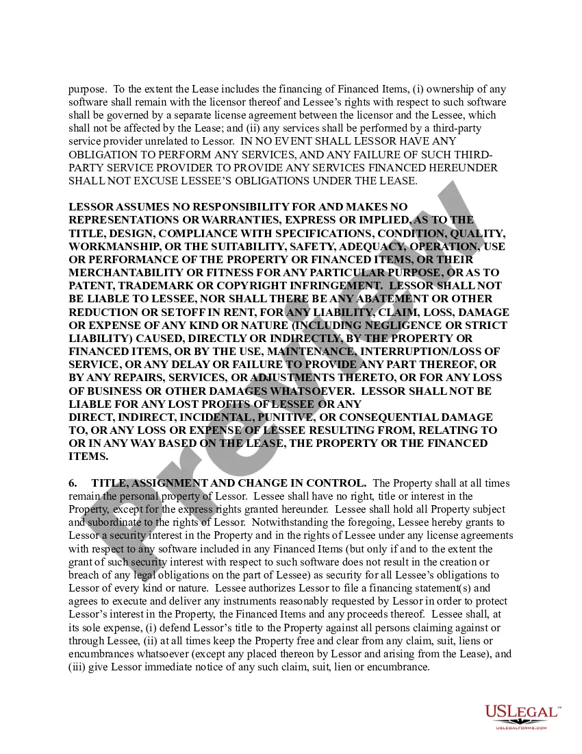 Preview Master Lease - Lessor and Lessee Covenant and Agreement