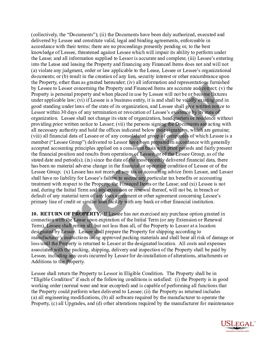 Preview Master Lease - Lessor and Lessee Covenant and Agreement