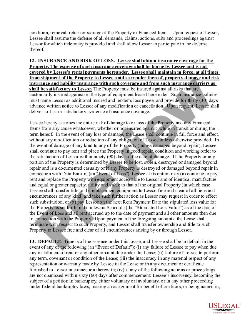 Preview Master Lease - Lessor and Lessee Covenant and Agreement