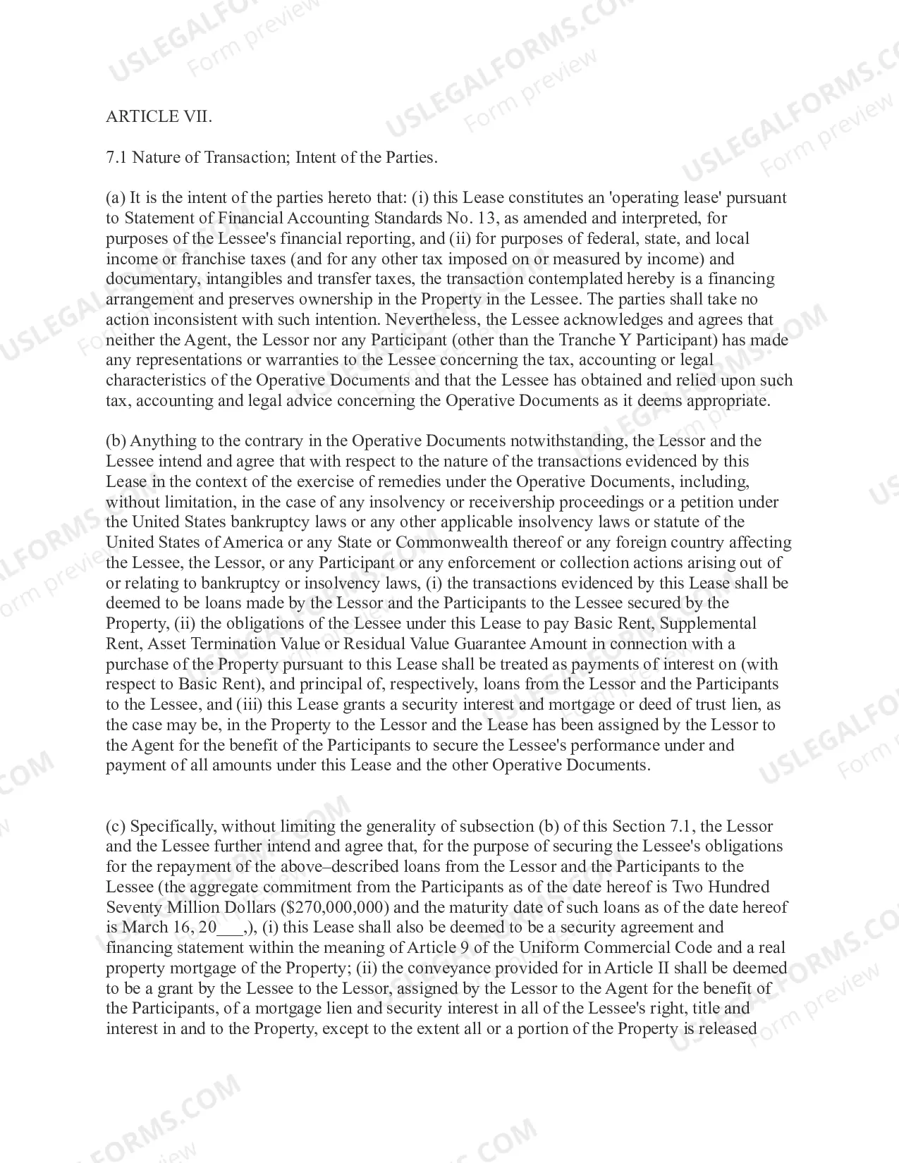 Preview Commercial Master Lease