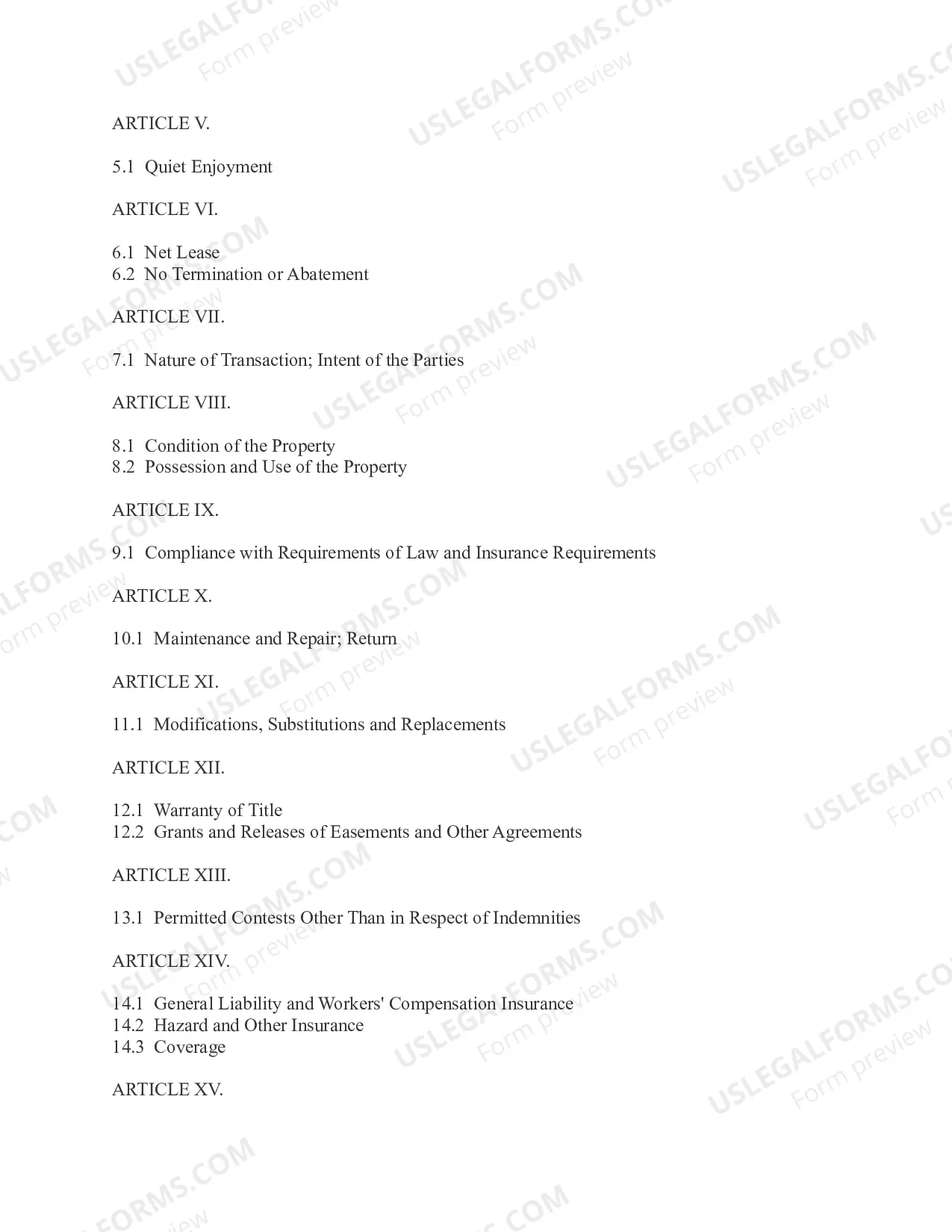 Preview Commercial Master Lease