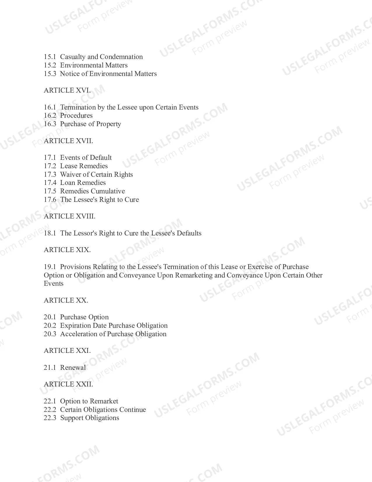 Preview Commercial Master Lease