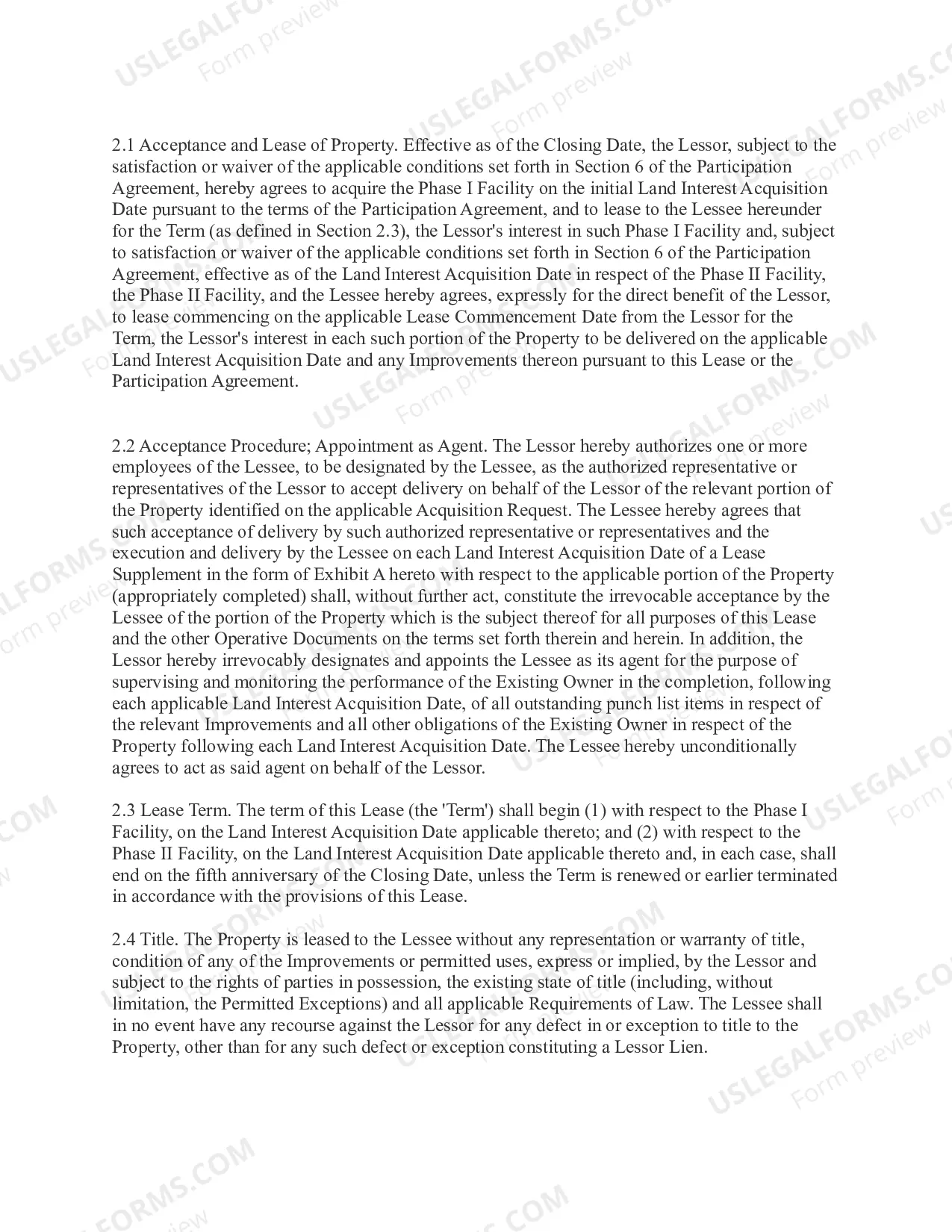 Preview Commercial Master Lease