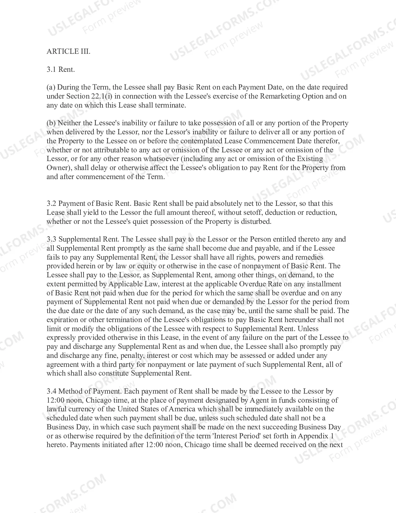 Preview Commercial Master Lease