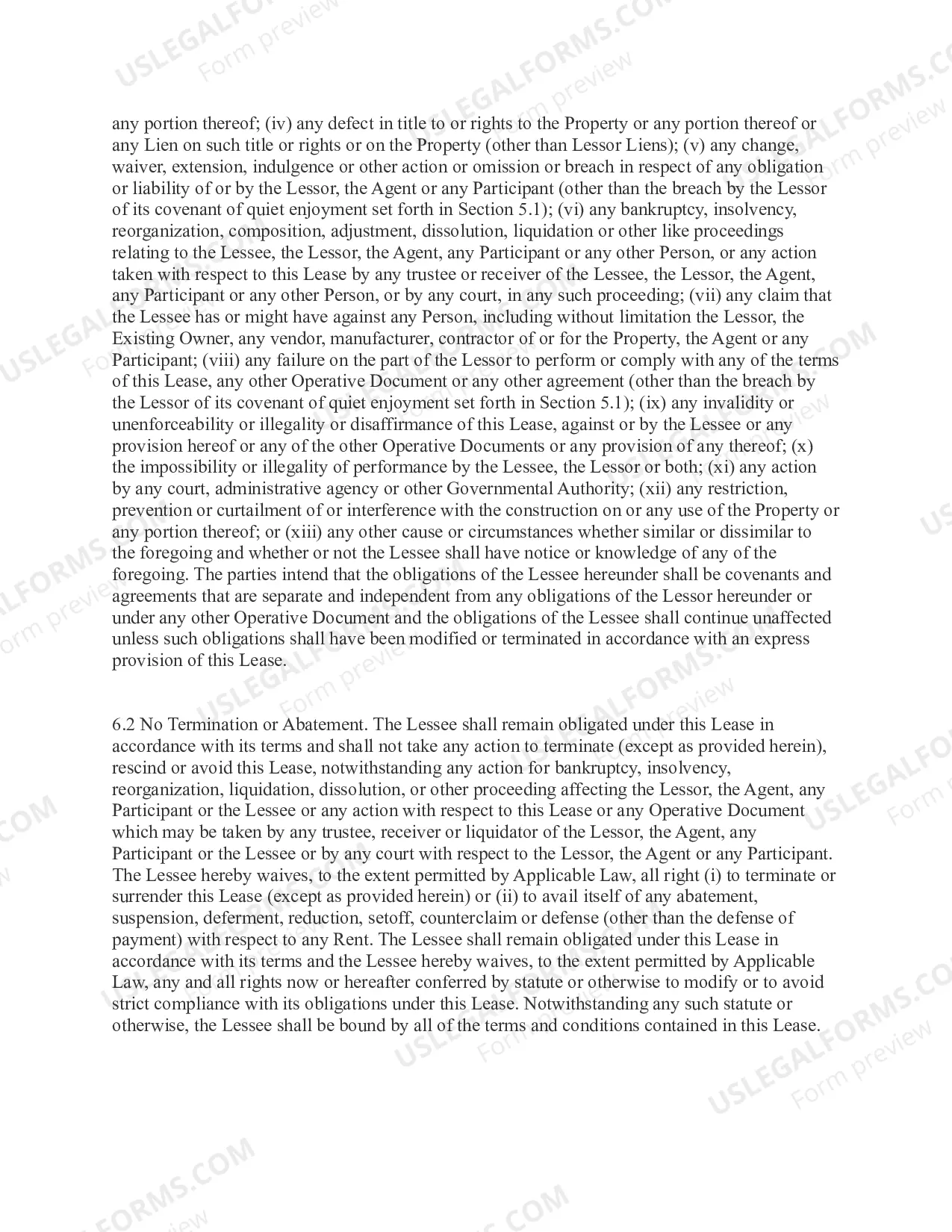 Preview Commercial Master Lease