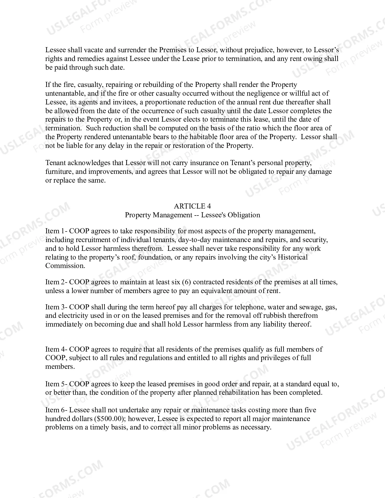 Preview Draft Master Lease Agreement