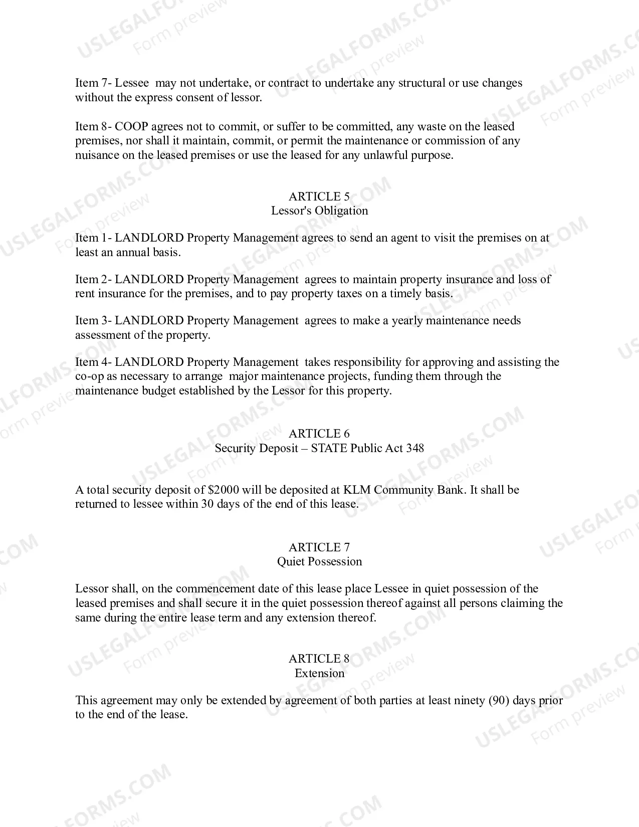 Preview Draft Master Lease Agreement