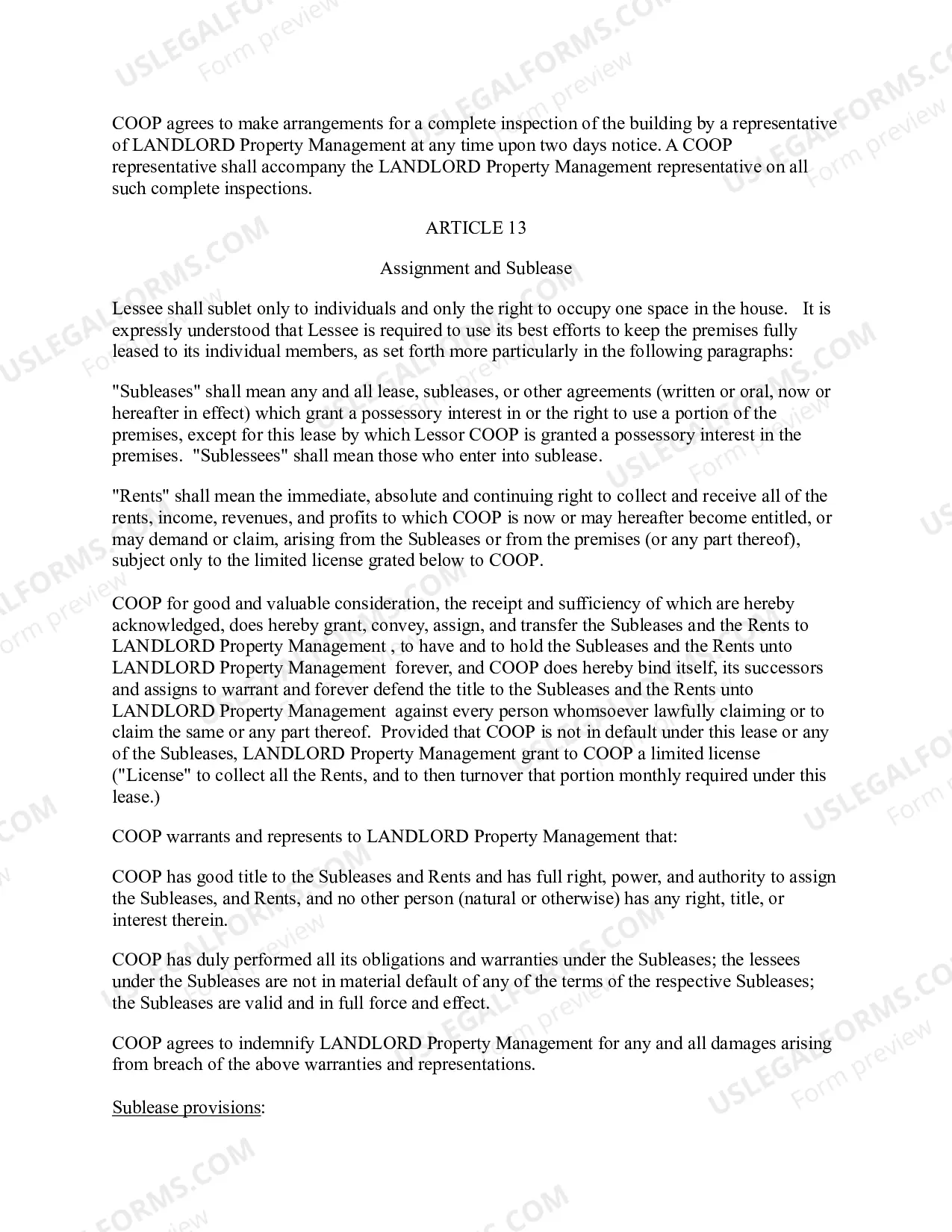 Preview Draft Master Lease Agreement